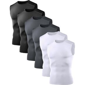 Dalavch 3/6 Pack Men’s Sleeveless Compression Shirts, Dry Fit Running Sports Workout Athletic Base Layer Tank Tops