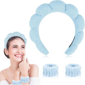Spa Makeup Headband for Washing Face, Sponge Skincare Face Wash headbands for Women Girls - Bubble Soft Terry Towel Cloth Hair Band for Skincare Makeup Removal, Puffy Non Slip Thick Headwear(Pink)