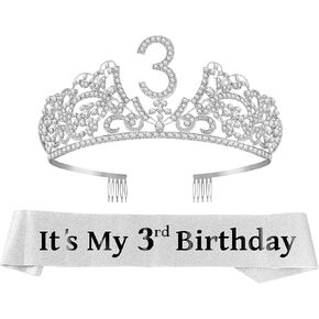 مجموعة وشاح وتاج عيد الميلاد الثالث من VeryMerryMakering للفتيات - وشاح لامع + تاج من حجر الراين مع زهور - هدية وديكور مثالي لحفلات الأميرة in Kuwait