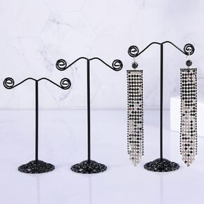 اوتوديكو حامل اقراط اسود معدني قابل للفصل، رف تخزين لعرض الاقراط للتصوير الفوتوغرافي والمجوهرات والاكسسوارات والخزانة ومتجر البيع بالتجزئة، 3 قطع، شكل دائري in Kuwait