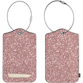 EKOBLA 1 قطعة علامة الأمتعة روز الذهب الترتر الوردي التألق لامعة نمط اسم بطاقة الهوية علامات الأمتعة مع غطاء الخصوصية الفولاذ المقاوم للصدأ للنساء الرجال in Kuwait