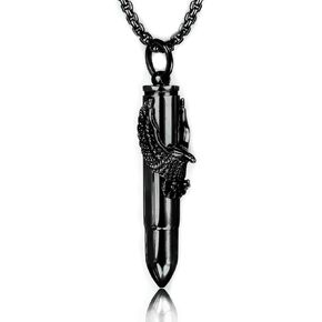 BIYONGDE Steel Vintage Flying Eagle Bullet Urn Ashes Keepsake Cremation Prayer Memorial Holder Locket Pendant Necklace in Kuwait