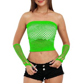 LEMON GIRL Women Fishnet Lingerie Babydoll Chemise Mesh Long Sleeve Tube Tops US2-16