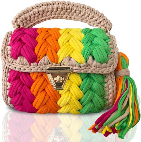 CHQEL Evening Clutch Bag for Women, Handmade Crochet Wedding Party Purse, Small Flap Formal Crossbody Handbag Evening Clutch in Saudi Arabia