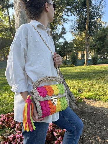 CHQEL Evening Clutch Bag for Women, Handmade Crochet Wedding Party Purse, Small Flap Formal Crossbody Handbag Evening Clutch in Saudi Arabia