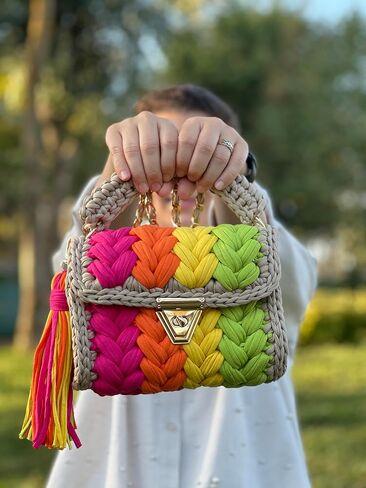 CHQEL Evening Clutch Bag for Women, Handmade Crochet Wedding Party Purse, Small Flap Formal Crossbody Handbag Evening Clutch in Saudi Arabia