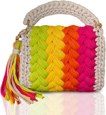 CHQEL Evening Clutch Bag for Women, Handmade Crochet Wedding Party Purse, Small Flap Formal Crossbody Handbag Evening Clutch in Saudi Arabia