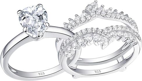 Newshe خواتم الزفاف للنساء خاتم الخطوبة محسن الفرقة طقم الزفاف الفضة الاسترليني 1.8Ct تشيكوسلوفاكيا حجم 5-10 in Kuwait