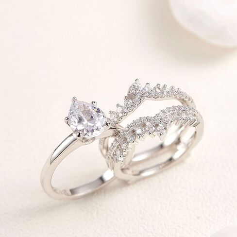 Newshe خواتم الزفاف للنساء خاتم الخطوبة محسن الفرقة طقم الزفاف الفضة الاسترليني 1.8Ct تشيكوسلوفاكيا حجم 5-10 in Kuwait