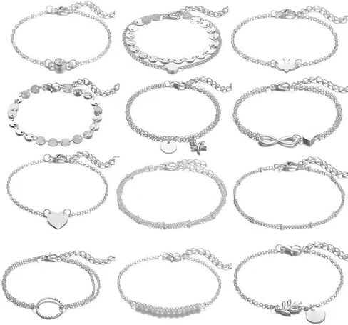 OHEDOS Gold Ankle Bracelets for Women, 14K Gold Anklets for Women Waterproof Cuban Link Anklets Set Layered Anklet Bracelets for Women Anklet for Women Gold Jewelry Gift in Saudi Arabia