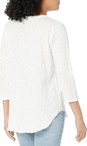 تي شيرت نسائي من Mod-o-doc بأكمام 3/4 ورقبة على شكل حرف V مع حاشية منحنية in Kuwait