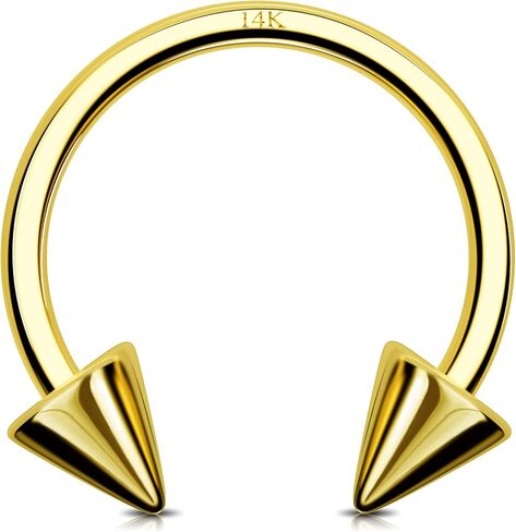 اليهودي 14K الصلبة الذهب الحاجز خواتم 16 جرام سبايك الحاجز مجوهرات Daith ثقب المجوهرات الزنمة اللولب أقراط الشفاه ثقب المجوهرات للنساء الرجال in Saudi Arabia