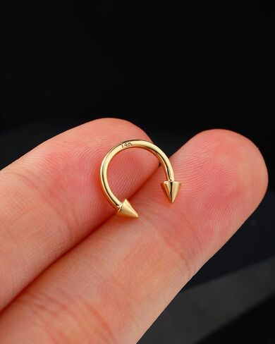 اليهودي 14K الصلبة الذهب الحاجز خواتم 16 جرام سبايك الحاجز مجوهرات Daith ثقب المجوهرات الزنمة اللولب أقراط الشفاه ثقب المجوهرات للنساء الرجال in Saudi Arabia