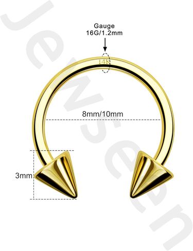 اليهودي 14K الصلبة الذهب الحاجز خواتم 16 جرام سبايك الحاجز مجوهرات Daith ثقب المجوهرات الزنمة اللولب أقراط الشفاه ثقب المجوهرات للنساء الرجال in Saudi Arabia