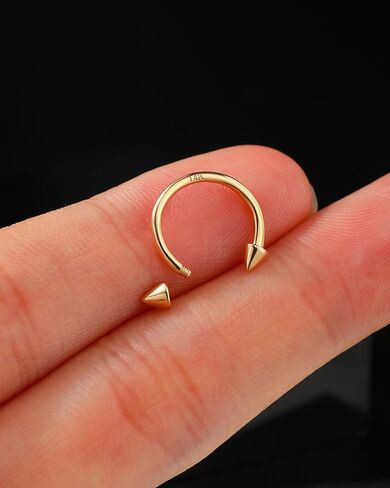اليهودي 14K الصلبة الذهب الحاجز خواتم 16 جرام سبايك الحاجز مجوهرات Daith ثقب المجوهرات الزنمة اللولب أقراط الشفاه ثقب المجوهرات للنساء الرجال in Saudi Arabia