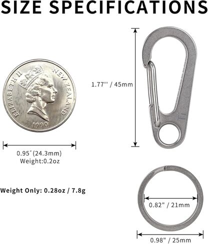 SanThee Titanium Ti Carabiner Key Ring Kit, Mini Quick Release Heavy Duty Hooks Keychain Clip for Men Women, Comes with Metal Gifts Case in Kuwait