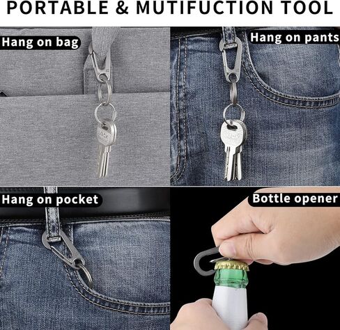 SanThee Titanium Ti Carabiner Key Ring Kit, Mini Quick Release Heavy Duty Hooks Keychain Clip for Men Women, Comes with Metal Gifts Case in Kuwait