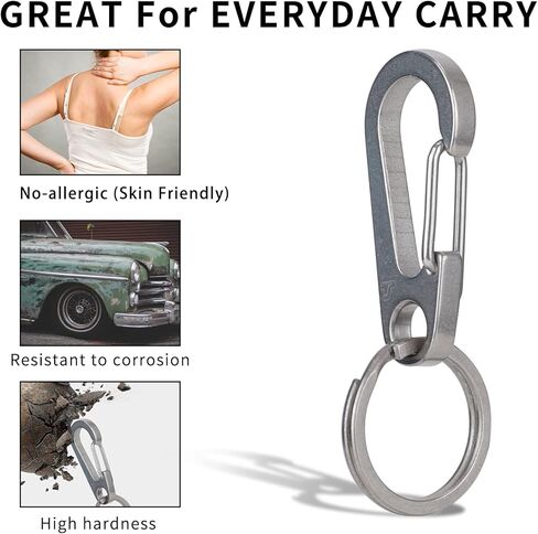 SanThee Titanium Ti Carabiner Key Ring Kit, Mini Quick Release Heavy Duty Hooks Keychain Clip for Men Women, Comes with Metal Gifts Case in Kuwait