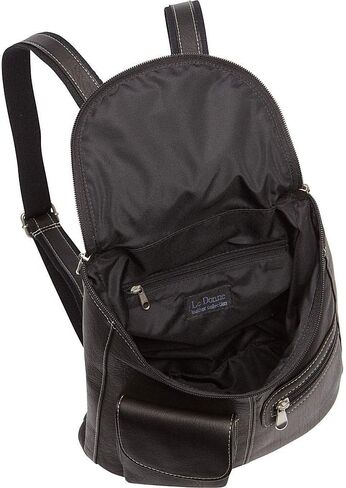 حقيبة ظهر نسائية كلاسيكية من جلد Lafayette من Le Donne - جلد فاكيتا كولومبي فاخر محبب بالكامل، 27.94 سم × 25.4 سم × 11.43 سم (كحلي) in Kuwait