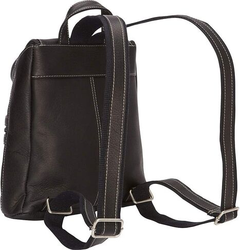 حقيبة ظهر نسائية كلاسيكية من جلد Lafayette من Le Donne - جلد فاكيتا كولومبي فاخر محبب بالكامل، 27.94 سم × 25.4 سم × 11.43 سم (كحلي) in Kuwait