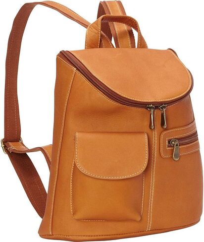 حقيبة ظهر نسائية كلاسيكية من جلد Lafayette من Le Donne - جلد فاكيتا كولومبي فاخر محبب بالكامل، 27.94 سم × 25.4 سم × 11.43 سم (كحلي) in Kuwait