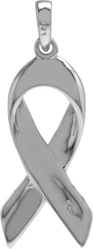 Silvershake Antique Finishing or Yellow Gold Plated 925 Sterling Silver Hope and Cancer Awareness Ribbon Pendant Charm or Pendant with 18 Inches Chain Necklace Jewelry for Women or Teens in Saudi Arabia