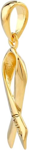 Silvershake Antique Finishing or Yellow Gold Plated 925 Sterling Silver Hope and Cancer Awareness Ribbon Pendant Charm or Pendant with 18 Inches Chain Necklace Jewelry for Women or Teens in Saudi Arabia