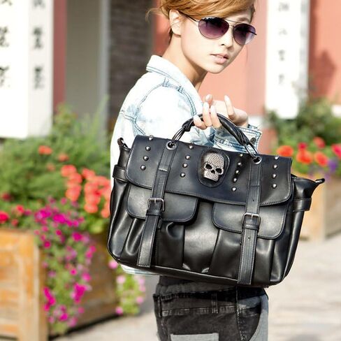 Fivelove Women Top Handle Shoulder Bag Personality Rivet Satchel Tote Middle Size Handbag Purse Bag in Saudi Arabia
