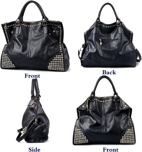 Fivelove Women Top Handle Shoulder Bag Personality Rivet Satchel Tote Middle Size Handbag Purse Bag in Saudi Arabia