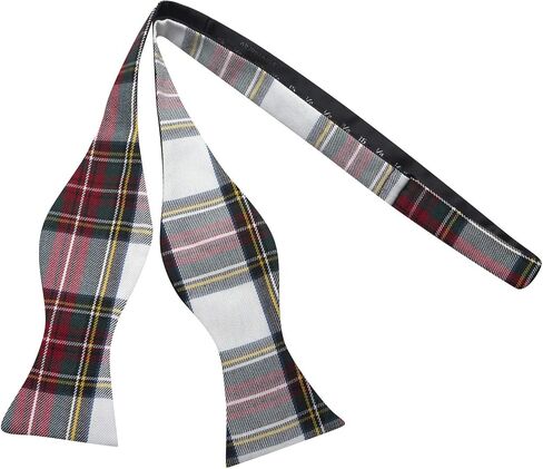 King & Priory White & Red Tartan Check Self-Tie Bow Tie in Saudi Arabia