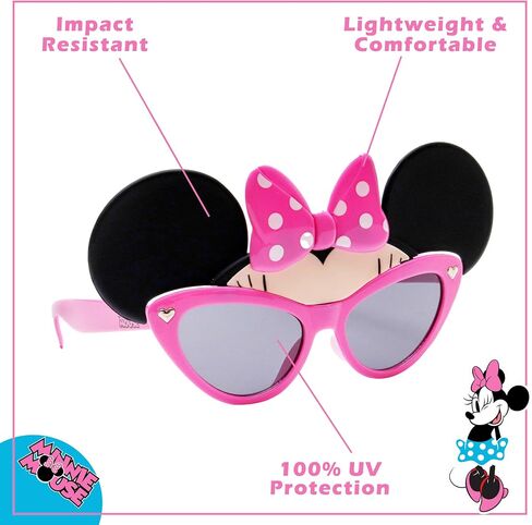 نظارات شمسية لشخصية ديزني ماوس من Sun-Staches، أزياء فورية، هدايا للحفلات، UV400، مقاس واحد، Heart Minnie in Kuwait