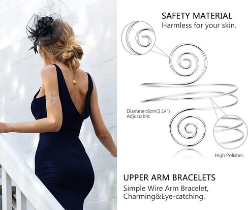 Jstyle 4Pcs Coil Upper Arm Cuff Open Arm Bracelet for Women Victorian Filigree Swirl Boho Armband Bangle Armlet Adjustable in Saudi Arabia