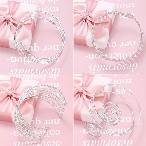 Jstyle 4Pcs Coil Upper Arm Cuff Open Arm Bracelet for Women Victorian Filigree Swirl Boho Armband Bangle Armlet Adjustable in Saudi Arabia