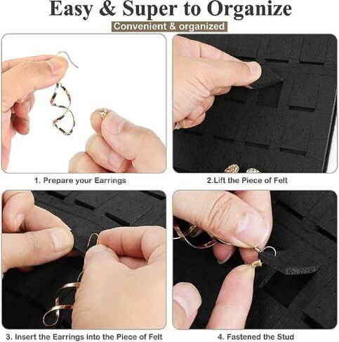 حامل اقراط معلق لتنظيم الاقراط، 20 خطاف، يحمل ما يصل الى 300 زوج من علاقات الاقراط، حامل اقراط على الحائط، حامل مجوهرات من اللباد، حامل اقراط، منظم معلق للنساء in Kuwait