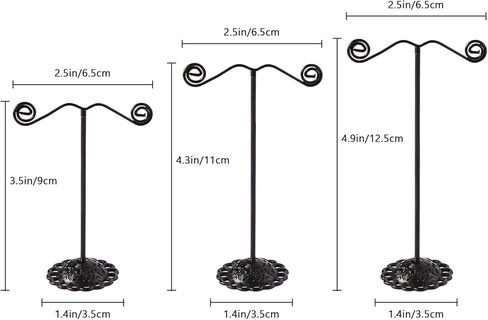 اوتوديكو حامل اقراط اسود معدني قابل للفصل، رف تخزين لعرض الاقراط للتصوير الفوتوغرافي والمجوهرات والاكسسوارات والخزانة ومتجر البيع بالتجزئة، 3 قطع، شكل دائري in Kuwait