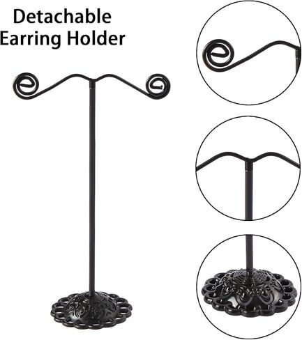 اوتوديكو حامل اقراط اسود معدني قابل للفصل، رف تخزين لعرض الاقراط للتصوير الفوتوغرافي والمجوهرات والاكسسوارات والخزانة ومتجر البيع بالتجزئة، 3 قطع، شكل دائري in Kuwait