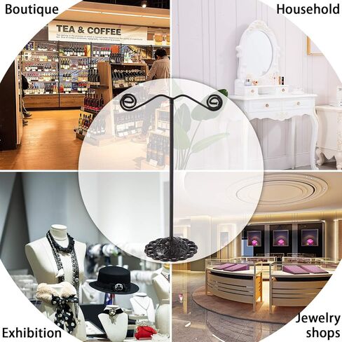 اوتوديكو حامل اقراط اسود معدني قابل للفصل، رف تخزين لعرض الاقراط للتصوير الفوتوغرافي والمجوهرات والاكسسوارات والخزانة ومتجر البيع بالتجزئة، 3 قطع، شكل دائري in Kuwait