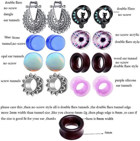 8 أزواج من الفولاذ البحري المرأة استرخى المقاييس الأذن أنفاق المقابس سيليكون أوبال حجر الفيروز أقراط خشبية مقاييس القط الأسود 2G-5/8 in Kuwait