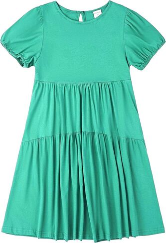 فستان DaniChins كاجوال للفتيات بأكمام منتفخة من القطن الصلب بطبقات in Kuwait