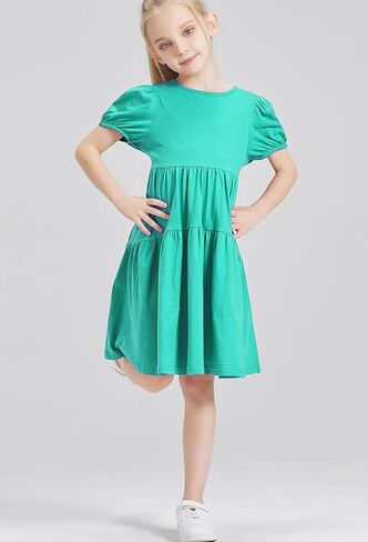 فستان DaniChins كاجوال للفتيات بأكمام منتفخة من القطن الصلب بطبقات in Kuwait