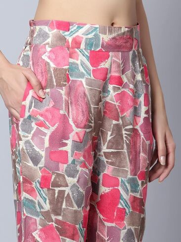 ملابس صيفية للسيدات من Bani مكونة من قطعتين، طقم متناسق مع بنطال وتونيك علوي مع حزام خصر، طقم هندي سادة بأكمام كاملة in Kuwait