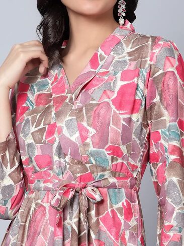 ملابس صيفية للسيدات من Bani مكونة من قطعتين، طقم متناسق مع بنطال وتونيك علوي مع حزام خصر، طقم هندي سادة بأكمام كاملة in Kuwait