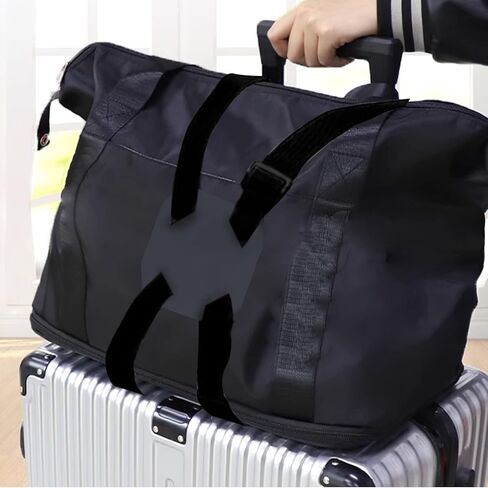 احزمة الامتعة، بنجي لحقيبة الامتعة، حزام شنطة سفر عالي المرونة بدون استخدام اليدين، حزام امتعة قابل للتعديل وحزام مرن للحقائب (اسود) in Kuwait