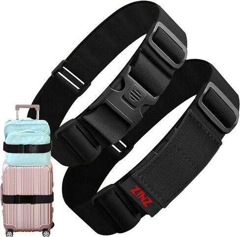 ZINZ 2 PCS High Elastic Suitcase Belt Luggage Straps with Anti-Pinch Buckles, Heavy Duty Bag Bungees Travel Accessories, One Short and One Long,Gray in Saudi Arabia