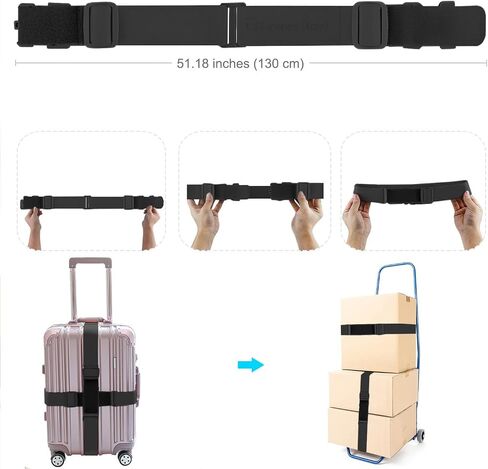 ZINZ 2 PCS High Elastic Suitcase Belt Luggage Straps with Anti-Pinch Buckles, Heavy Duty Bag Bungees Travel Accessories, One Short and One Long,Gray in Saudi Arabia