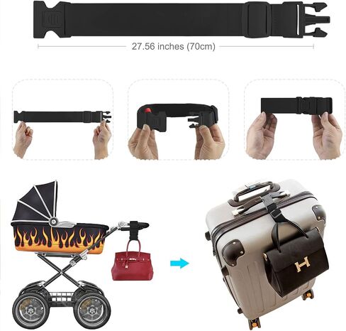 ZINZ 2 PCS High Elastic Suitcase Belt Luggage Straps with Anti-Pinch Buckles, Heavy Duty Bag Bungees Travel Accessories, One Short and One Long,Gray in Saudi Arabia
