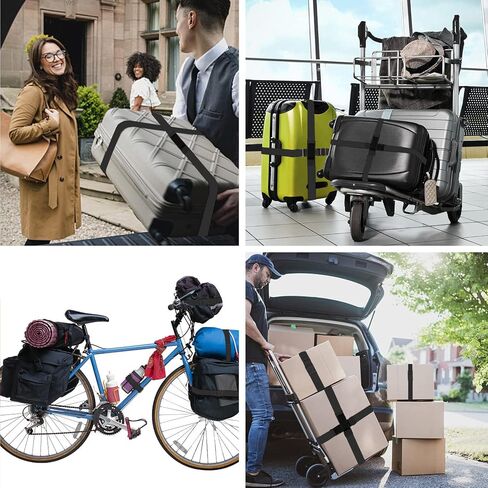 ZINZ 2 PCS High Elastic Suitcase Belt Luggage Straps with Anti-Pinch Buckles, Heavy Duty Bag Bungees Travel Accessories, One Short and One Long,Gray in Saudi Arabia