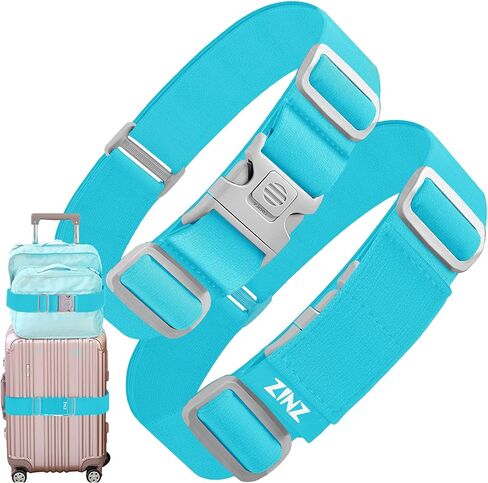 ZINZ 2 PCS High Elastic Suitcase Belt Luggage Straps with Anti-Pinch Buckles, Heavy Duty Bag Bungees Travel Accessories, One Short and One Long,Gray in Kuwait