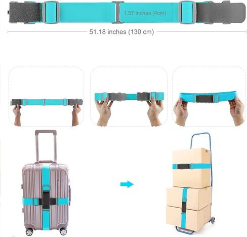 ZINZ 2 PCS High Elastic Suitcase Belt Luggage Straps with Anti-Pinch Buckles, Heavy Duty Bag Bungees Travel Accessories, One Short and One Long,Gray in Kuwait