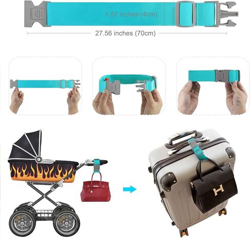 ZINZ 2 PCS High Elastic Suitcase Belt Luggage Straps with Anti-Pinch Buckles, Heavy Duty Bag Bungees Travel Accessories, One Short and One Long,Gray in Kuwait